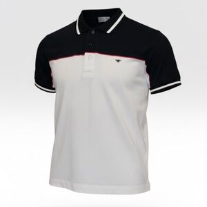 Dior Black & White Bee Embroidery Short Sleeve Polo Button Neck Shirt Size M